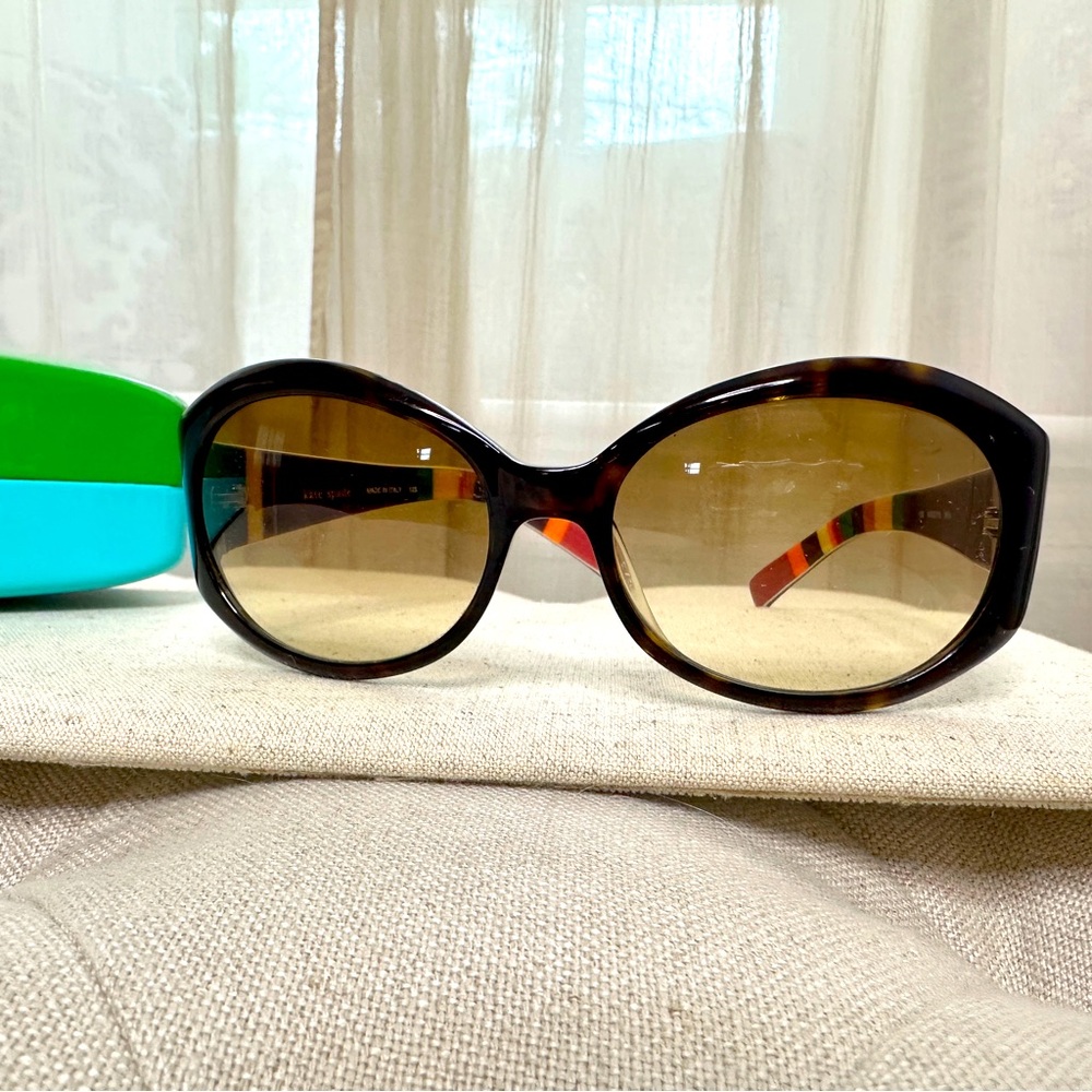 Kate Spade Kinsey/s Brown Tortoise Wrap Sunglasses, Made in Italy 125